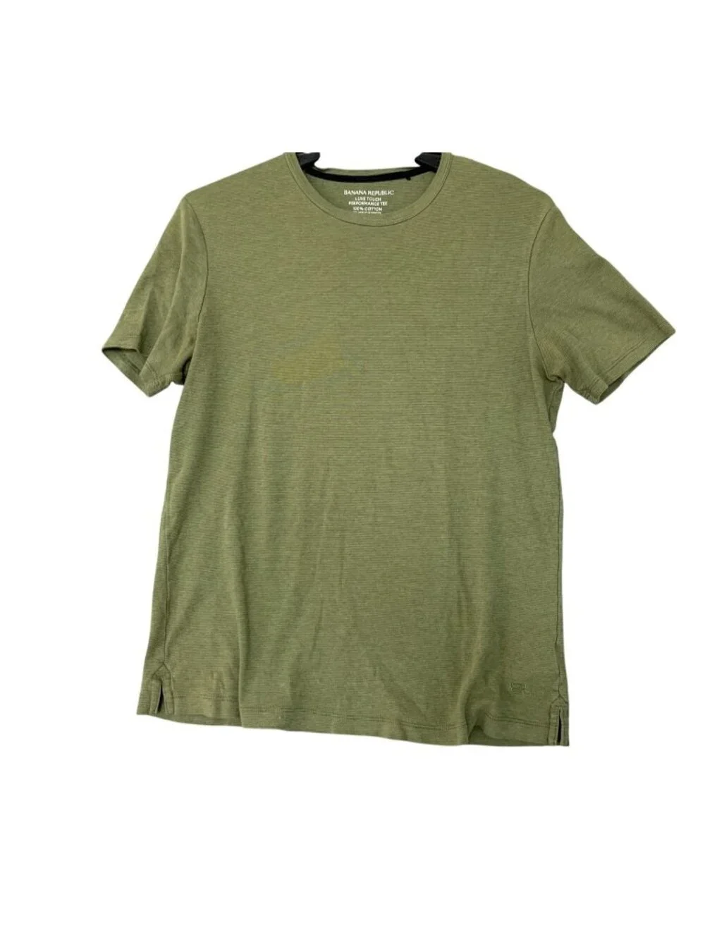 Banana Republic Men's M Luxe Touch Performance Tee Olive Green 100% Cotton